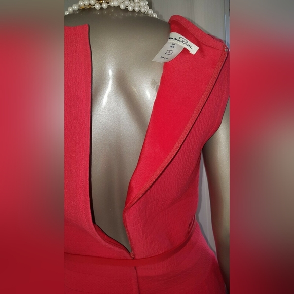 $3,800 OSCAR DE LA RENTA GORGEOUS CORAL RED WOOL SILK LINED RUNWAY DRESS US 6 - Picture 8 of 11